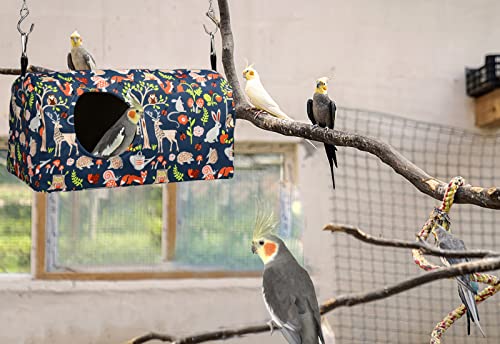 Parrot Cockatiel Warm House Bird Nest Bed Winter Hanging Hammock Birds Sleeping Bed Parrot Hideway Bed Polyester Fabric Washable for Parrot Parakeet Cockatiels Budgies Lovebird African Grey (L)