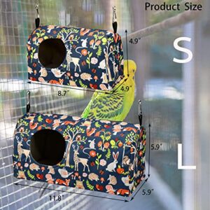 Parrot Cockatiel Warm House Bird Nest Bed Winter Hanging Hammock Birds Sleeping Bed Parrot Hideway Bed Polyester Fabric Washable for Parrot Parakeet Cockatiels Budgies Lovebird African Grey (L)