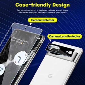 [2+2] Glass Screen Protector for Google Pixel 7 5G, 9H Tempered Glass with Camera Lens Protector for Google Pixel 7, Ultrasonic Fingerprint Compatible, Anti-Scratch, No-Bubble, HD Clear Case Friendly