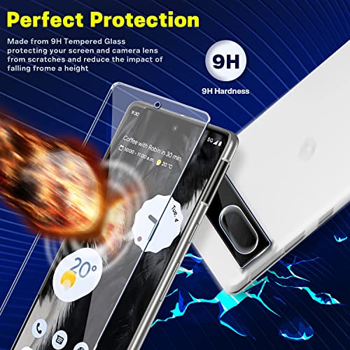 [2+2] Glass Screen Protector for Google Pixel 7 5G, 9H Tempered Glass with Camera Lens Protector for Google Pixel 7, Ultrasonic Fingerprint Compatible, Anti-Scratch, No-Bubble, HD Clear Case Friendly