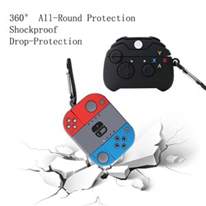 2 Pcs Wifantien 3D Cute Gamepad+Switch Case for AirPod Pro 2019/2022, Cartoon Kids Boys Men Kawaii Cool Game Gamepad Shape Keychain Case for Airpods Pro/Pro 2nd Gen 2022