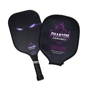 phantom goliath 16mm carbon fiber elongated body pickleball paddles - max grit and spin - usapa approved – pickleball rackets - pickle-ball equipment with polypropylene core – lightweight (purple)