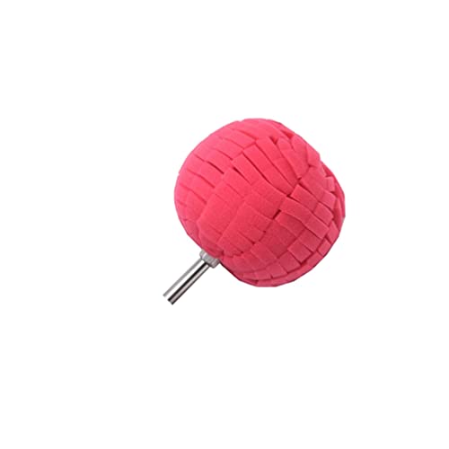 Wakauto Car Hub Polished Sponge Pads with 5/8-11 Drill Adapter Round Waxing Sponge Ball Detailing Buffer for Drill Buffer Attachment (Date Red)