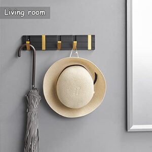 maifey Wall Coat Rack with 5 Folding Hooks, Modern Black Gold Coat Hooks Wall Mounted, Space Saving Wall Mount Coat Rack for Entryway, Bedroom, Wall, Door, Mudroom