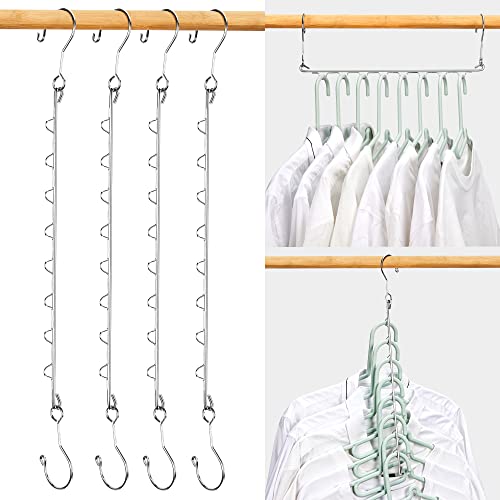 Closet Organizers and Storage,4 Pack Upgraded Sturdy Multifunctional Magic Space Saving Hangers with 8 Holes Closet Storage Organization for Wardrobe Heavy Clothes,College Dorm Room & Home Essentials