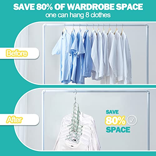 Closet Organizers and Storage,4 Pack Upgraded Sturdy Multifunctional Magic Space Saving Hangers with 8 Holes Closet Storage Organization for Wardrobe Heavy Clothes,College Dorm Room & Home Essentials