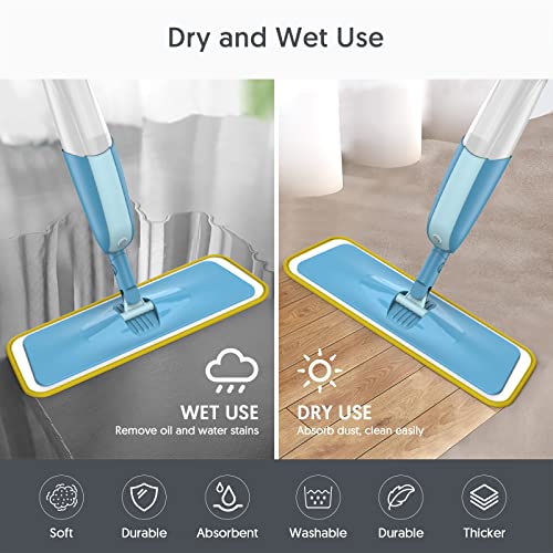 Spray Mops Heads Pads Compatible with Swiffer PowerMop - MEXERRIS Floor Mop Heads Replacement Microfiber Mop Pads Refills Reusable Mop Pads Compatible with Swiffer Power Mop All Spray Wet Mops, 7 Pcs
