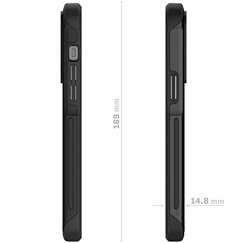 Ghostek ATOMIC Slim MagSafe iPhone 14 Pro Max Case - Military Grade Aluminum Bumper, Clear Back Cover (6.7-inch, Black)