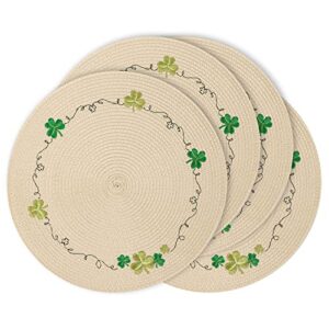 feuille round st patricks day placemats set of 4 pp shamrock placemats for dining table st patrick table mats green embroidery perfect for st patricks day decorations