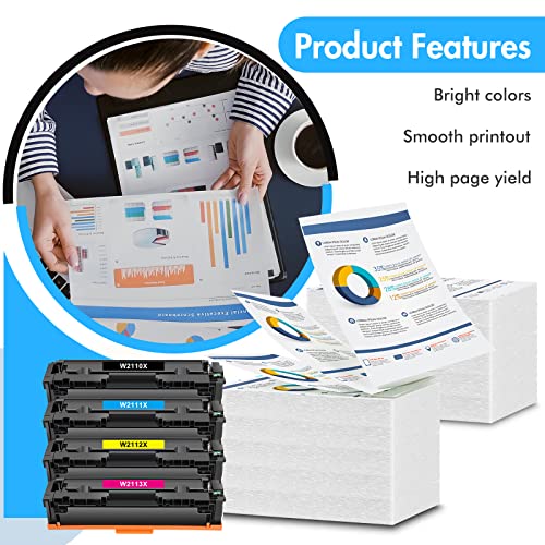 206A 206X Toner Cartridges 4 Pack High Yield (with Chip) Compatible Replacement for HP 206X 206A W2110X W2110A Color Pro MFP M283fdw M255dw M283cdw M283 M255 Printer Ink (Black Cyan Yellow Magenta)