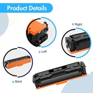 206A 206X Toner Cartridges 4 Pack High Yield (with Chip) Compatible Replacement for HP 206X 206A W2110X W2110A Color Pro MFP M283fdw M255dw M283cdw M283 M255 Printer Ink (Black Cyan Yellow Magenta)