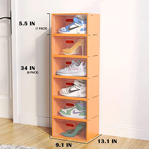 VONIKKU 12 Pack Shoe Storage Boxes, Clear Plastic Shoe Containers Bins with Lids, Stackable Foldable Drop Front Space Saving Shoe Organizer boxes for Closet, Bedroom, Bathroom (White)