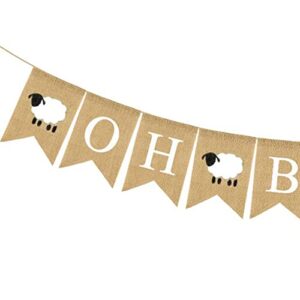 Lamb Baby Shower Decorations, Oh Baby Burlap Banner,Baby Sheep Themed Baby Shower Party, Little Lamb Décor Party Supplies,Oh Baaaby Bunting