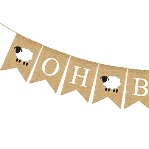 Lamb Baby Shower Decorations, Oh Baby Burlap Banner,Baby Sheep Themed Baby Shower Party, Little Lamb Décor Party Supplies,Oh Baaaby Bunting