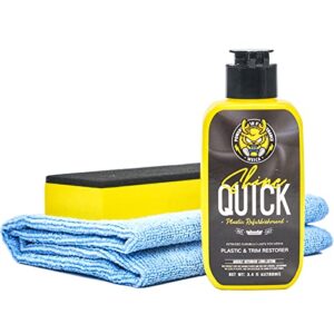 WEICA Plastic Restorer - Quick Coat Back On Black Gloss Trim Restorer Cream, Automotive Plastic Care Highly Concentrated Kit 3.4 fl oz, Easily Applies in Minutes,Extended Durabilily-Lasts For Weeks