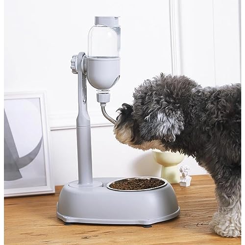 HEEPDD Pet Standing Water Dispenser Feeder Bowl, 500ml No Drip Automatic Water Bottle Food Feeder for Cats Dogs