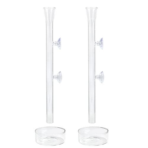 Alfie Pet - Dexter 2 Dishes and 2 Tubes Set Clear Glass Shrimp or Axolotl Feeding Tube with Dish - Size: 30 cm