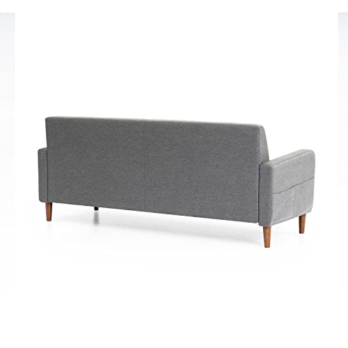 Mellow Adair Mid-Century Modern Sofa Couch with Armrest Pockets, Tufted Linen Fabric, Dark Heather Grey