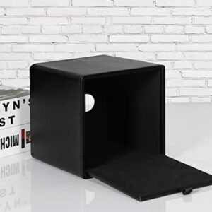 GOLRANLYE Tissue Box Cover Square 2 Pack PU Leather Facial Tissue Box Holder for Dresser Bathroom Decor (Black)