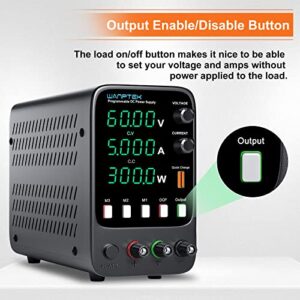 DC Power Supply Variable, 60V 5A Bench Power Supply with Memories, Output Switch, Adjustable Switching Regulated Power Supply with 4-Digits Display, Encoder Adjustment Knob