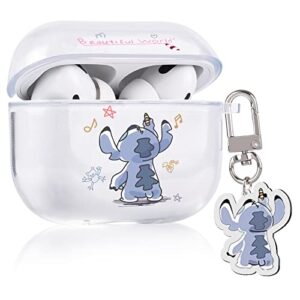 cute blue dog case compatible for airpod pro 2nd generation(2022) cover clear with kawaii anime keychain for women girls kids soft silicone full body protective cover for airpods pro 2