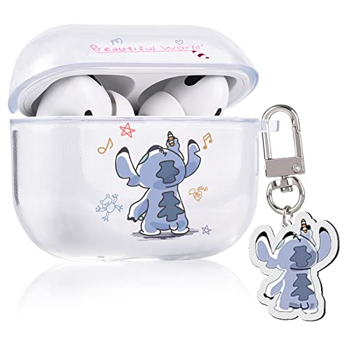 Cute Blue Dog Case Compatible for AirPod Pro 2nd Generation(2022) Cover Clear with Kawaii Anime Keychain for Women Girls Kids Soft Silicone Full Body Protective Cover for AirPods Pro 2