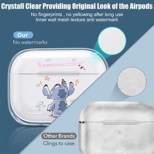 Cute Blue Dog Case Compatible for AirPod Pro 2nd Generation(2022) Cover Clear with Kawaii Anime Keychain for Women Girls Kids Soft Silicone Full Body Protective Cover for AirPods Pro 2