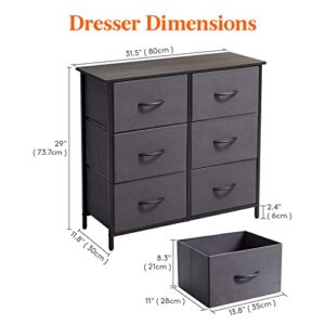 Lifewit Dresser for Bedroom, Chest of Drawers with 6 Fabric Dressers, Storage Tower Bins Units for Closet, Living Room, Hallway, Dormitory, Office Organization, Steel Frame&Wood Top, Dark Grey