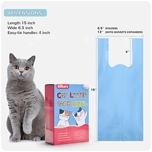 Bilibara Cat Litter Bags with Handles, Scented Poop Bags for Cats, Ultra Thick Cat Poop Bags, Leak-Proof Cat Waste Bags, Amazing Odor Sealing, Disposable Cat Litter Disposal, Large to Fit Any Scoop