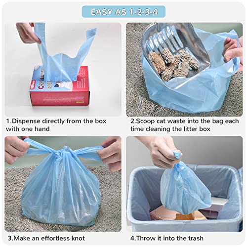 Bilibara Cat Litter Bags with Handles, Scented Poop Bags for Cats, Ultra Thick Cat Poop Bags, Leak-Proof Cat Waste Bags, Amazing Odor Sealing, Disposable Cat Litter Disposal, Large to Fit Any Scoop