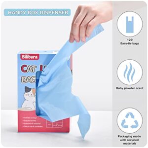 Bilibara Cat Litter Bags with Handles, Scented Poop Bags for Cats, Ultra Thick Cat Poop Bags, Leak-Proof Cat Waste Bags, Amazing Odor Sealing, Disposable Cat Litter Disposal, Large to Fit Any Scoop