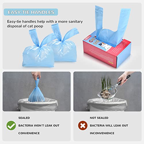 Bilibara Cat Litter Bags with Handles, Scented Poop Bags for Cats, Ultra Thick Cat Poop Bags, Leak-Proof Cat Waste Bags, Amazing Odor Sealing, Disposable Cat Litter Disposal, Large to Fit Any Scoop