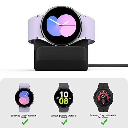 2 Pack Compact Stand Compatible with Samsung Galaxy Watch 5 (40, 44mm)/Galaxy Watch 5 Pro Charger Stand (45mm) 2022-Nightstand Mode-Support Charger Bracket Integrated Cable Management Slot