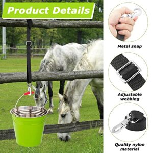 4 Pcs Slow Feed Hay Feeder for Horses, 2 x 2 Holes 40 Inch Length Goat Feed Hay Net Adjustable Nylon Hanging Strap Hay Bags for Horses Feed, Trailer and Stall, Reduce Waste, Black