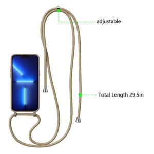 ZTOFERA Crossbody Case for iPhone 14 Pro with Lanyard Strap Adjustable Rope Liquid Silicone Soft Cover for iPhone 14 Pro 6.1 inch-Brown