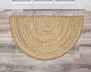 chardin home jute braided boho semi-circular rug natural jute, 18x30 inch rustic jute throw rug, artisanal bohemian handcrafted home décor,perfect as doormat, great for kitchens, study, dorms