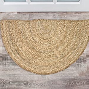 Chardin home Jute Braided Boho Semi-Circular Rug Natural Jute, 18x30 inch Rustic Jute Throw Rug, Artisanal Bohemian Handcrafted Home Décor,Perfect as Doormat, Great for Kitchens, Study, dorms