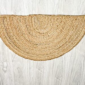 Chardin home Jute Braided Boho Semi-Circular Rug Natural Jute, 18x30 inch Rustic Jute Throw Rug, Artisanal Bohemian Handcrafted Home Décor,Perfect as Doormat, Great for Kitchens, Study, dorms