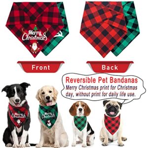 Christmas Dog Bandanas Scarf Classic Buffalo Plaid Pets Bandana Triangle Bibs Kerchief 2 Pack Merry Christmas Costume Accessories Decoration for Small Medium Large Dogs Cat Puppy Holiday Bandana