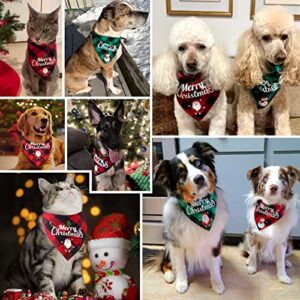 Christmas Dog Bandanas Scarf Classic Buffalo Plaid Pets Bandana Triangle Bibs Kerchief 2 Pack Merry Christmas Costume Accessories Decoration for Small Medium Large Dogs Cat Puppy Holiday Bandana