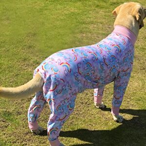 PriPre Dogs Surgery Recovery Suit Unicorn Printed Long Sleeve Shirts Soft Pajamas Onesie Jumpsuit Prevent Licking Dogs Shedding Suit for Large Dogs(Pink,2XL)