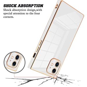 KANGHAR Square Case Compatible with iPhone 11 Luxury Cute Plating Design Square Case Full-Body Anti-Scratch Shockproof Bumper Protective Cover for iPhone 11 6.1 Inch White