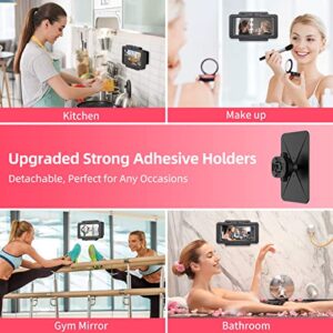 Shower Phone Holder Waterproof 480°Rotation Shower Phone Case Bathroom Wall Mount Phone Holder Adhesive Phone Mount for Shower Wall Mirror Kitchen for iPhone 14 13 12 Pro Max XS XR All 4" - 7" Devices