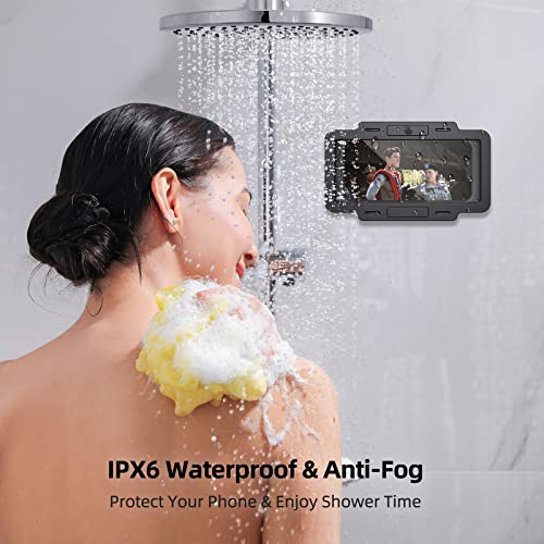 Shower Phone Holder Waterproof 480°Rotation Shower Phone Case Bathroom Wall Mount Phone Holder Adhesive Phone Mount for Shower Wall Mirror Kitchen for iPhone 14 13 12 Pro Max XS XR All 4" - 7" Devices