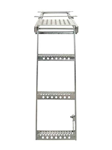 Mytee Products 3 Rung Pull-Out Trailer Step Ladder with Standing Platform Folding Truck Step Galvanized Steel for Use with Trucks, Trailers and RV's