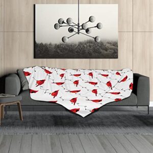 Cardinal Birds Blanket Velvet Touch Ultra Plush Christmas Holiday Printed Fleece Throw/Blanket for Kids and Adults Cardinal Gift -50 x 60inch