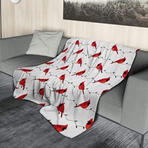 Cardinal Birds Blanket Velvet Touch Ultra Plush Christmas Holiday Printed Fleece Throw/Blanket for Kids and Adults Cardinal Gift -50 x 60inch