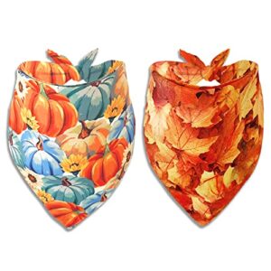 fall dog cat bandana, thanksgiving harvest pumpkin and maple pattern for large medium small puppies pets