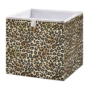 kigai fashion colorful leopard animal print cube storage bin 11x11x11 in, large organizer collapsible storage basket for shelves, closet, storage room
