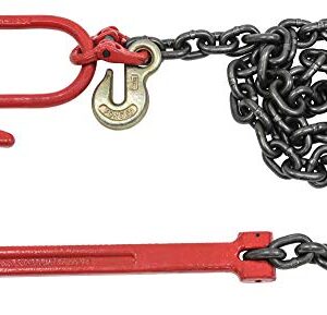 Mytee Products 3/8" x6' G80 15" Long Shank J Hook Tow Chain Recovery w/Eye Cradle Grab Hook - 7100 LBS WLL - Rollback Towing Chain for Car Wrecker Recovery Flatbed Trailers Truck - Towing Equipment